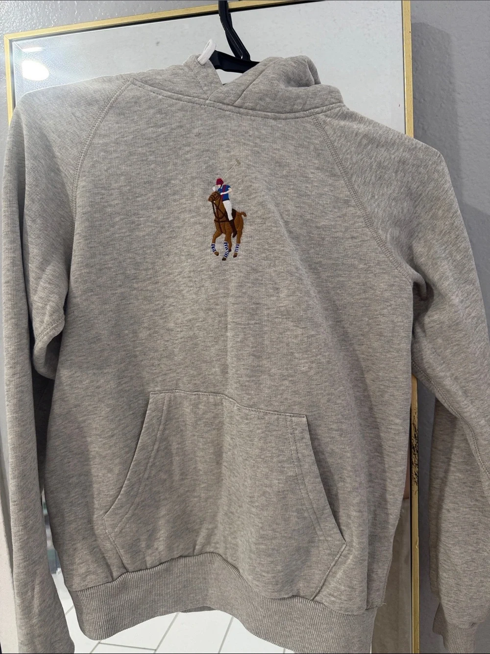 Polo by Ralph Lauren Gray Embroidered Polo Player Crewneck Hoodie